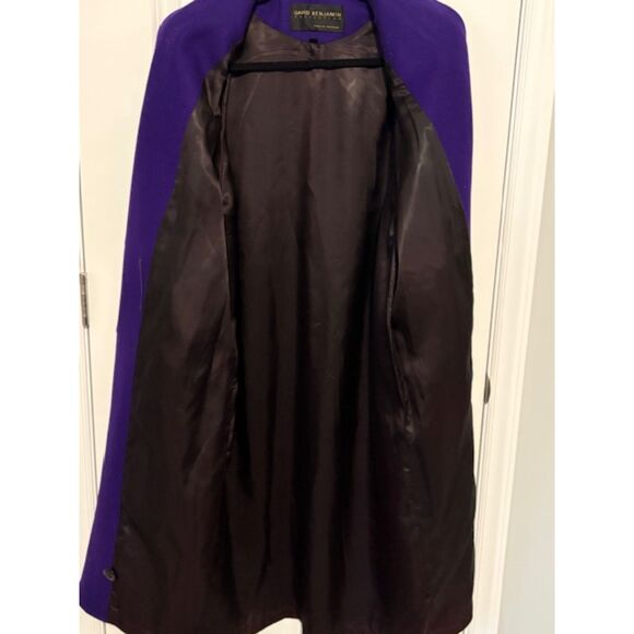 Vintage David Benjamin Overcoat Womens 8 100% New Wool Leather Trim Lined Heavy - Picture 3 of 9